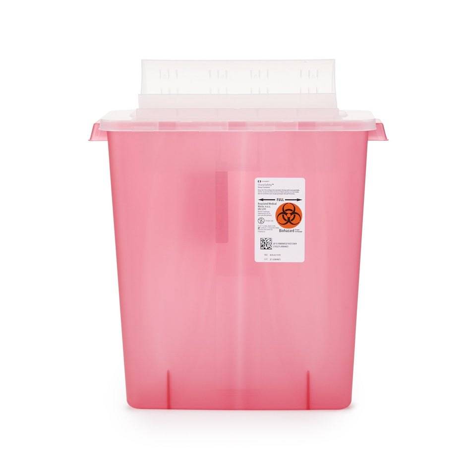 In-Room Multi-purpose Sharps Container, 3 Gallon, 16 x 13 x 6 Inch-Sharps Container In-Room Translucent Red Base 16-1/4 H X 13-3/4 W X 6 D Inch Horizontal Entry 3 Gallon