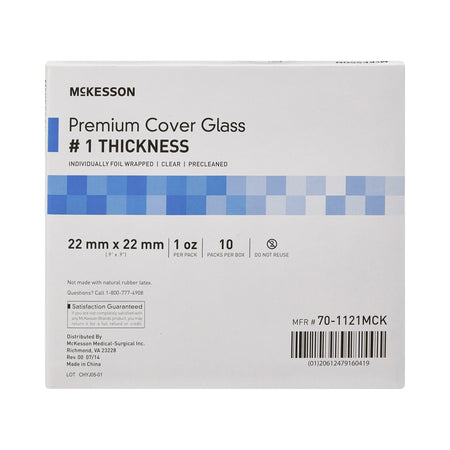 McKesson No. 1 Thickness Cover Glass, 22 x 22 mm-Cover Glass McKesson Square No. 1 Thickness 22 X 22 mm