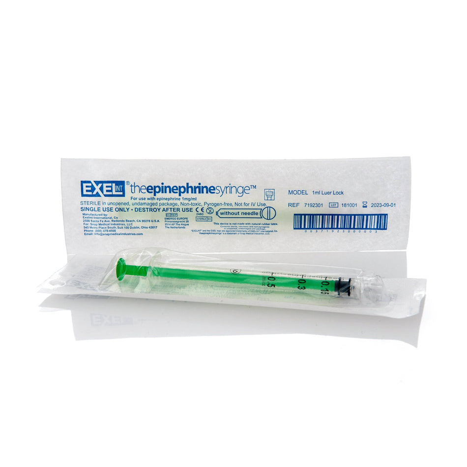 SnapMedical Epinephrine Syringe, 0.5 mL-Epinephrine Syringe SnapMedical 0.5 mL Luer Lock Tip Without Safety