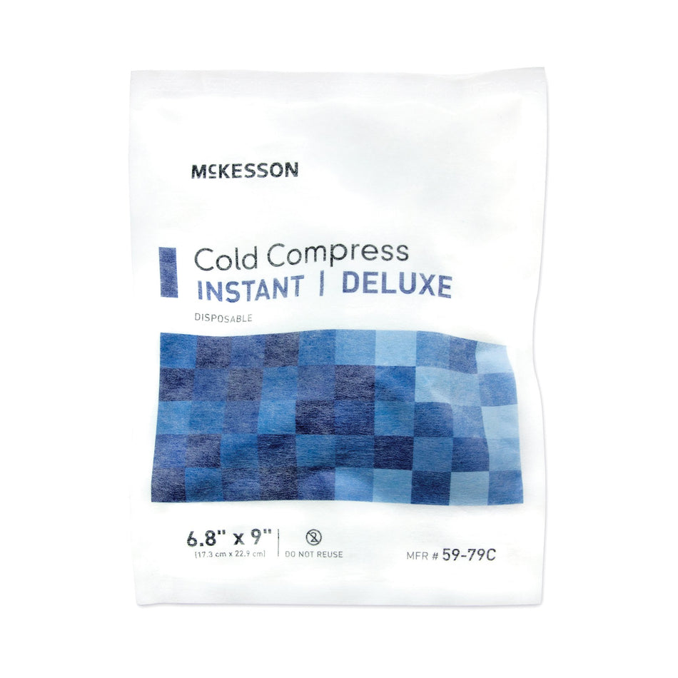 McKesson Deluxe General Purpose Soft Cloth Disposable Instant Cold Pack, 6-4/5 x 9 Inch-Instant Cold Pack McKesson Deluxe General Purpose Large 6-4/5 X 9 Inch Fabric / Calcium Ammonium Nitrate / Water Disposable