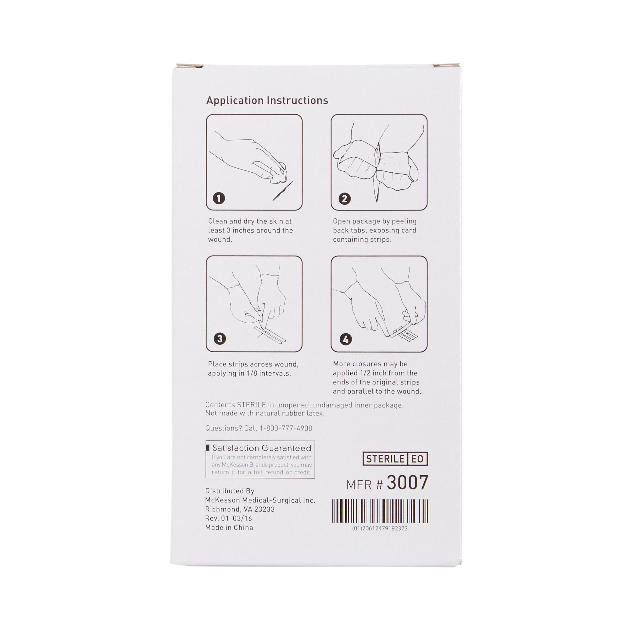 McKesson Skin Closure Strip, X 3 Inch-Skin Closure Strip McKesson 1/4 X 3 Inch Nonwoven Material Reinforced Strip White