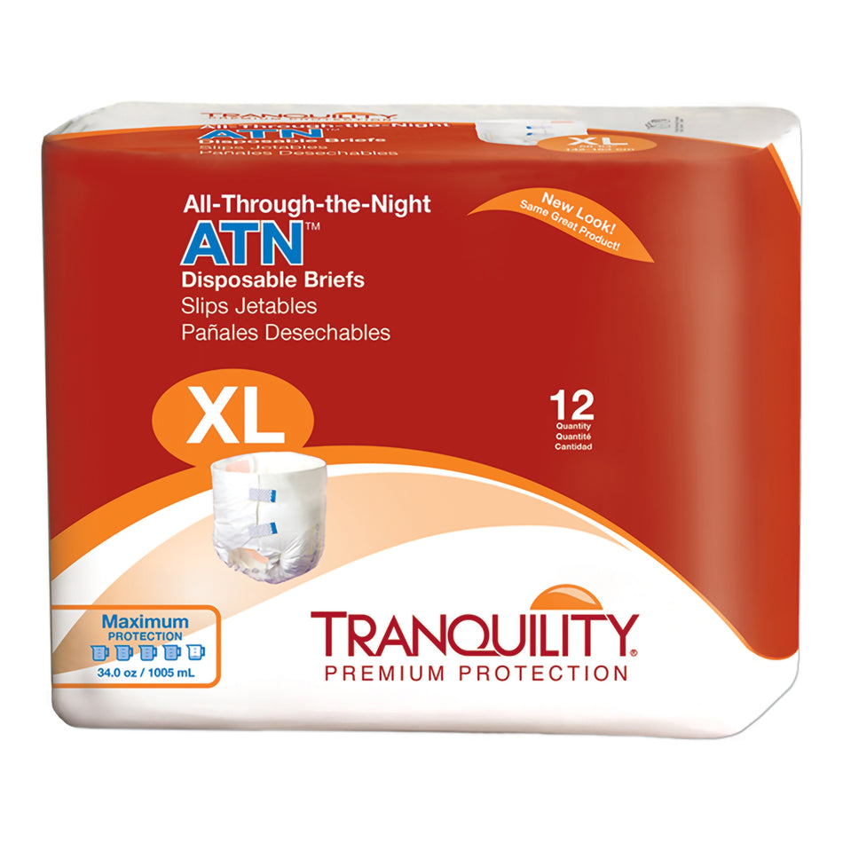 Tranquility ATN Heavy Protection Incontinence Brief, Extra Large-Unisex Adult Incontinence Brief Tranquility ATN X-Large Disposable Heavy Absorbency