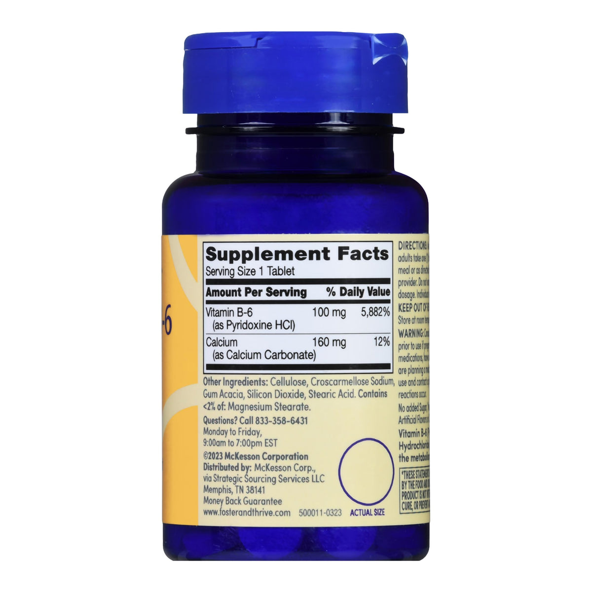 Foster & Thrive Vitamin B-6 100 mg Tablets-Vitamin Supplement Foster & Thrive Vitamin B6 100 mg Strength Tablet 100 per Bottle