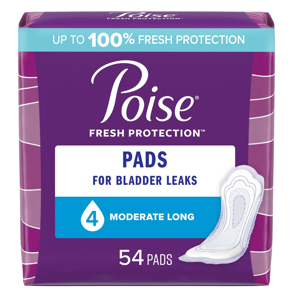 Poise Bladder Control Pads, Adult Women, Moderate Absorbency, Disposable, 12.20-Inch Length-Bladder Control Pad Poise Fresh Protection 12.20 Inch Length Moderate Absorbency Sodium Polyacrylate Core One Size Fits Most