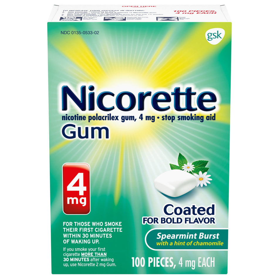 Nicorette Stop Smoking Aid Gum 4 mg Spearmint Burst with a Hint of Chamomile-Stop Smoking Aid 4 mg Strength Gum