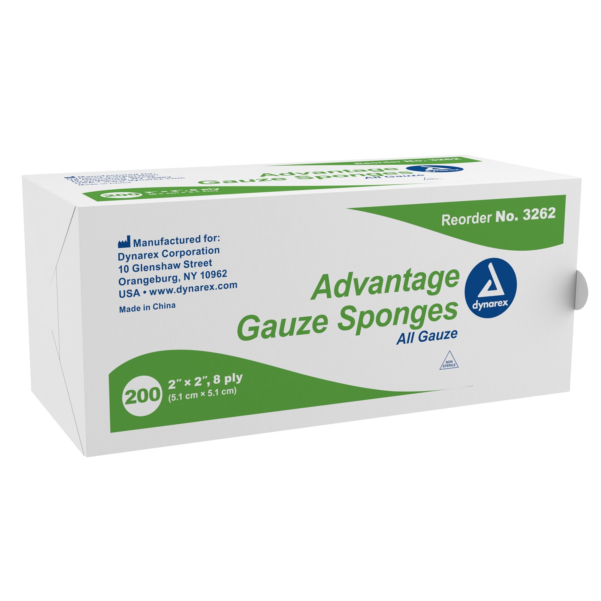 Advantage Gauze Sponge, 2 x 2 Inch, 8-Ply-Gauze Sponge Advantage 2 X 2 Inch 8-Ply NonSterile 200 per Pack