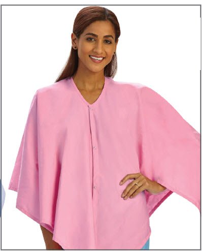 Simply Soft Exam Cape-Exam Cape Simply Soft Pink One Size Fits Most Front Opening Snap Closure Female