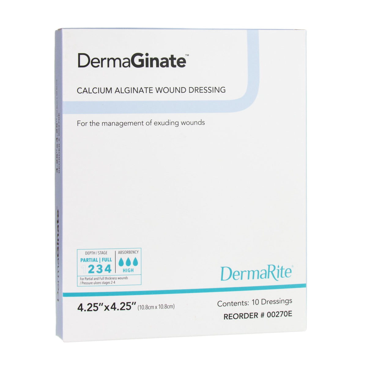DermaGinate Alginate Dressing, 4-1/4 x 4-1/4 Inch-Alginate Dressing DermaGinate 4-1/4 X 4-1/4 Inch Square