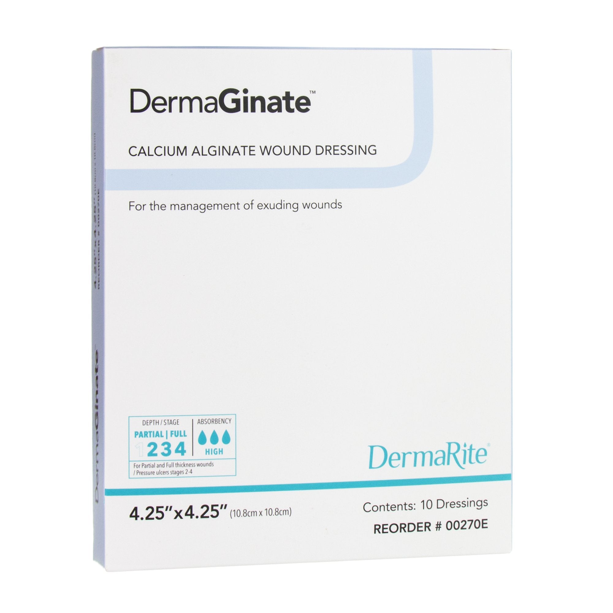 DermaGinate Alginate Dressing, 4-1/4 x 4-1/4 Inch-Alginate Dressing DermaGinate 4-1/4 X 4-1/4 Inch Square