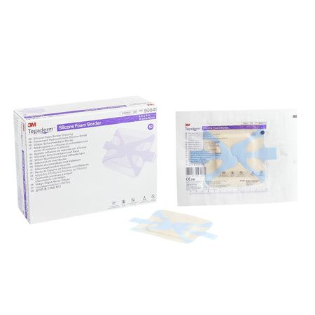 3M Tegaderm Silicone Adhesive with Border Silicone Foam Dressing, 4 x 4 Inch-Foam Dressing 3M Tegaderm 4 X 4 Inch With Border Film Backing Silicone Adhesive Square Sterile