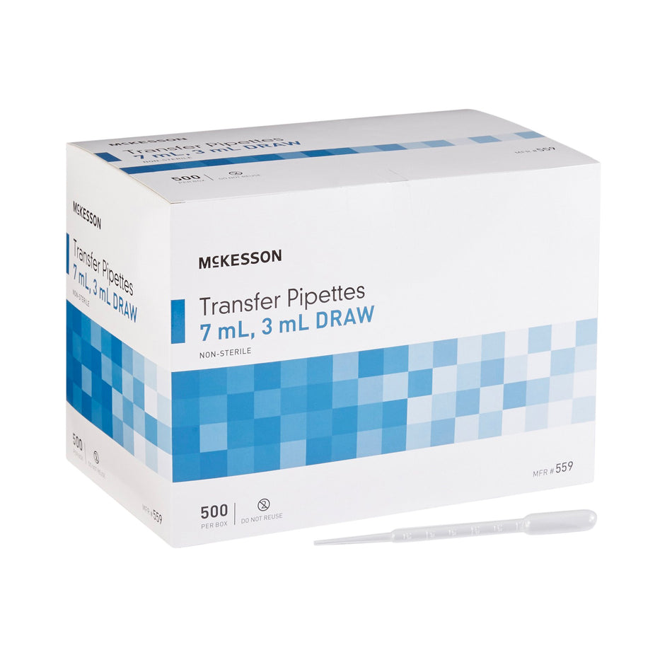 McKesson Transfer Pipette, 7.5 mL, 3 mL Draw Volume-McKesson Transfer Pipette 7.5 mL 0.5 to 3 mL Graduation Increments NonSterile