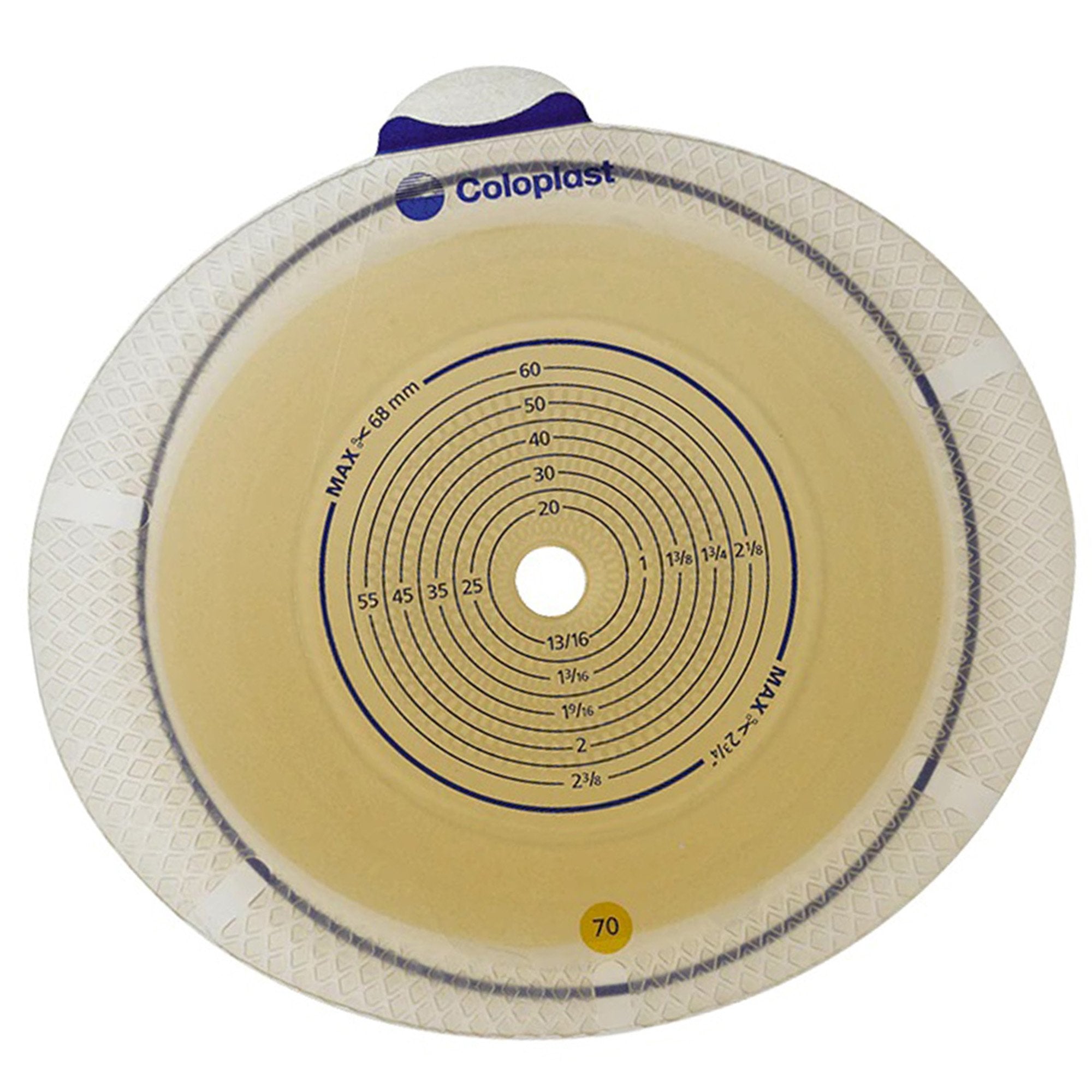 SenSura Flex Xpro Ostomy Barrier With 70 mm Stoma Opening-"Ostomy Barrier SenSura Flex Xpro Trim to Fit, Standard Wear Double Layer Adhesive 70 mm Flange Yellow Code System 3/8 to 2-3/4 Inch Opening"