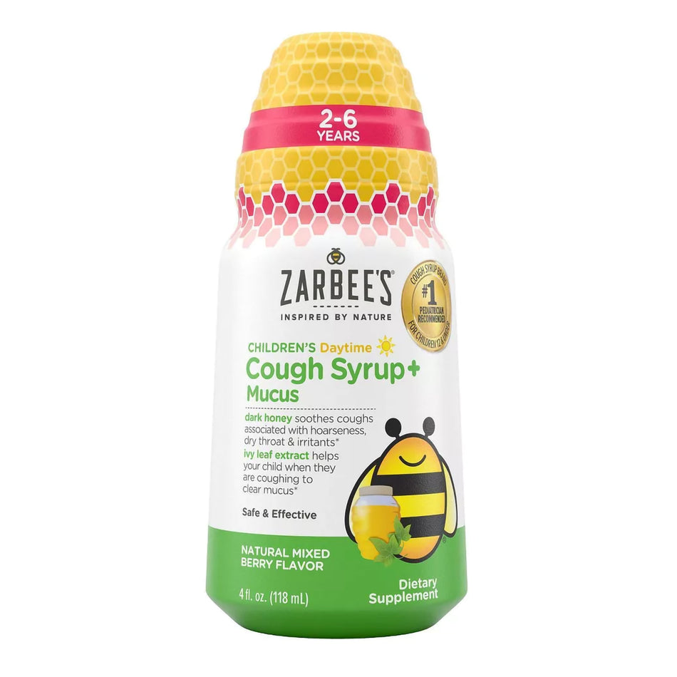 Zarbee's Children's Daytime Cough Syrup + Mucus, Mixed Berry, 4-ounce bottle - Pharmaceuticals>Over the Counter>Cough and...