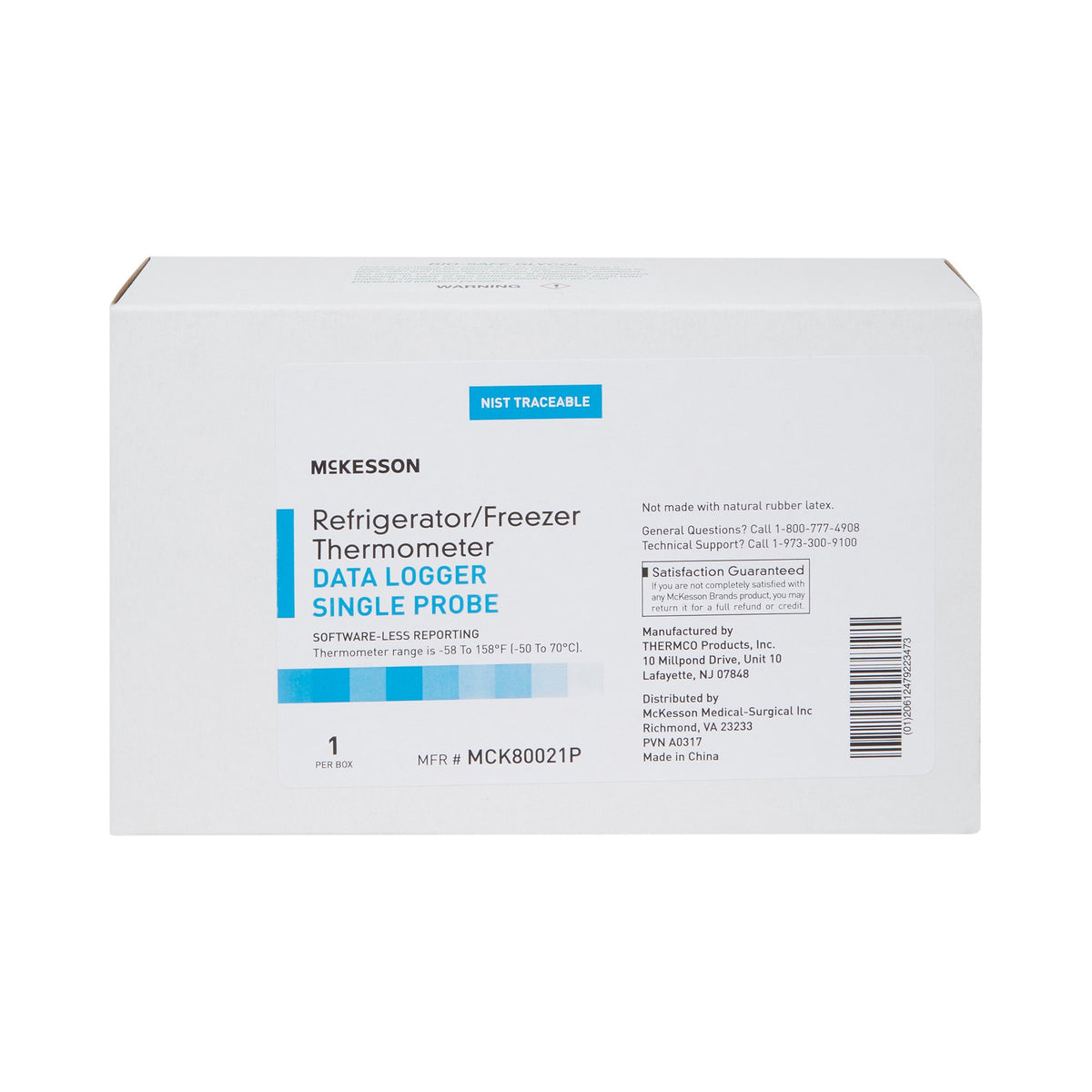 McKesson Datalogging Refrigerator / Freezer Thermometer, Digital Display, -58 to +158F (-50 to +70C)-Datalogging Refrigerator / Freezer Thermometer with Alarm McKesson Fahrenheit / Celsius -50 to +158F (-50 to +70C) Flip-out Stand Battery Operated