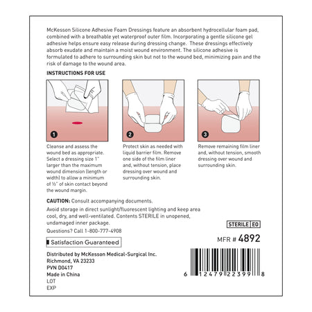 McKesson Lite Silicone Gel Adhesive without Border Thin Silicone Foam Dressing, 3 x 3 Inch-Thin Foam Dressing McKesson Lite 3 X 3 Inch Without Border Film Backing Silicone Gel Adhesive Square Sterile