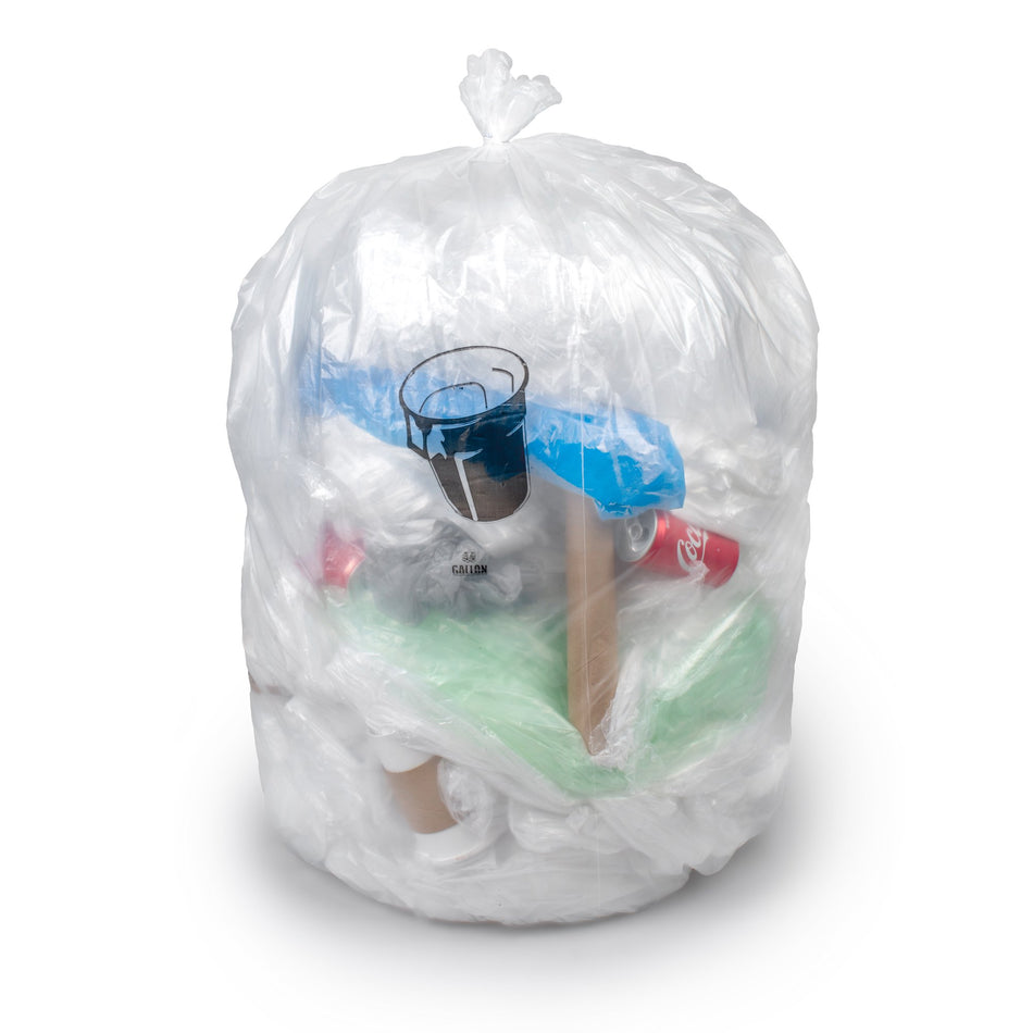 Colonial Bag Medium Duty Trash Bag, Clear, 30 gal.-Trash Bag Colonial Bag 30 gal. Clear LLDPE 0.45 mil 30 X 36 Inch X-Seal Bottom Flat Pack