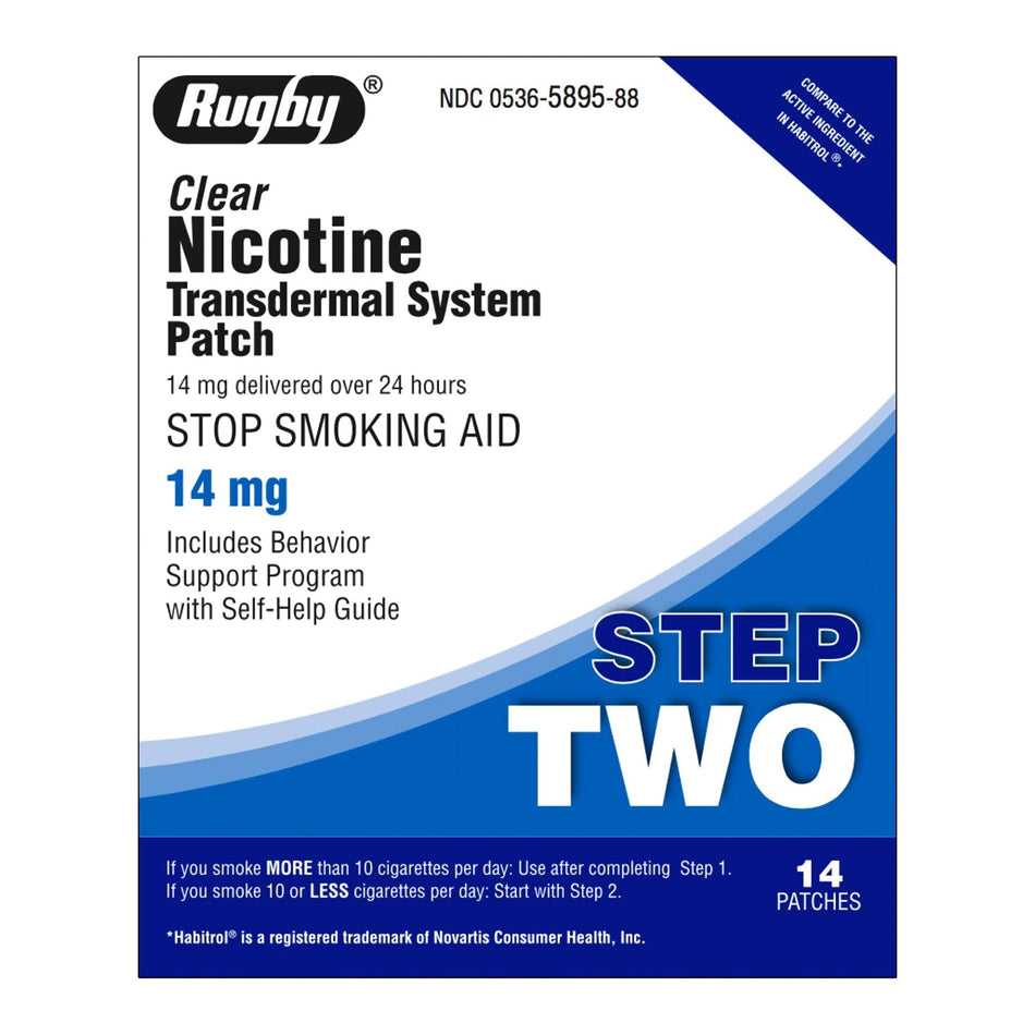 Rugby® Clear Nicotine Transdermal System Patch Stop Smoking Aid, 14 mg - Pharmaceuticals>Over the Counter>Smoking Suppress...