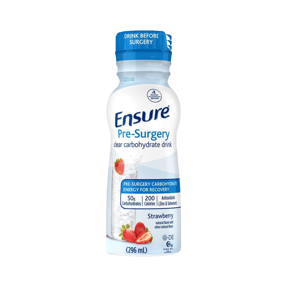 Oral Supplement Ensure® Pre-Surgery Clear Carbohydrate Drink / Ensure® Surgery Immunonutrition Shake Strawberry / Vanilla Flavor Liquid 8 oz. / 10 oz. Bottle / Carton