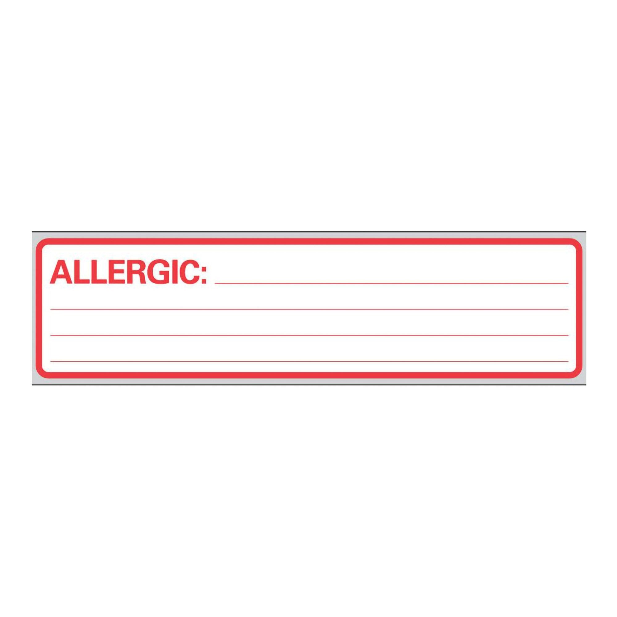 Timemed Pre-Printed Allergy Alert Label Removable Tape, 6 x 1 Inch-Pre-Printed Label Timemed Allergy Alert White Allergic: Red Alert Label 1 X 6 Inch