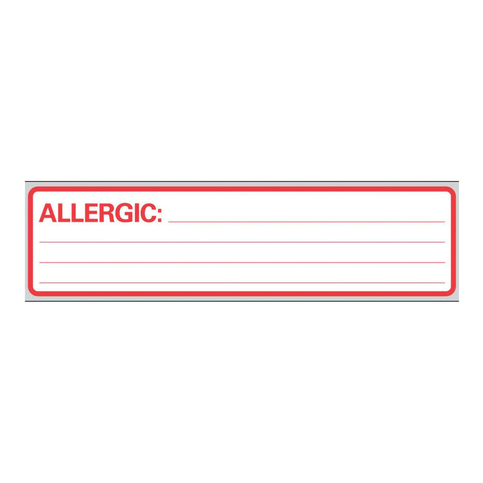 Timemed Pre-Printed Allergy Alert Label Removable Tape, 6 x 1 Inch-Pre-Printed Label Timemed Allergy Alert White Allergic: Red Alert Label 1 X 6 Inch