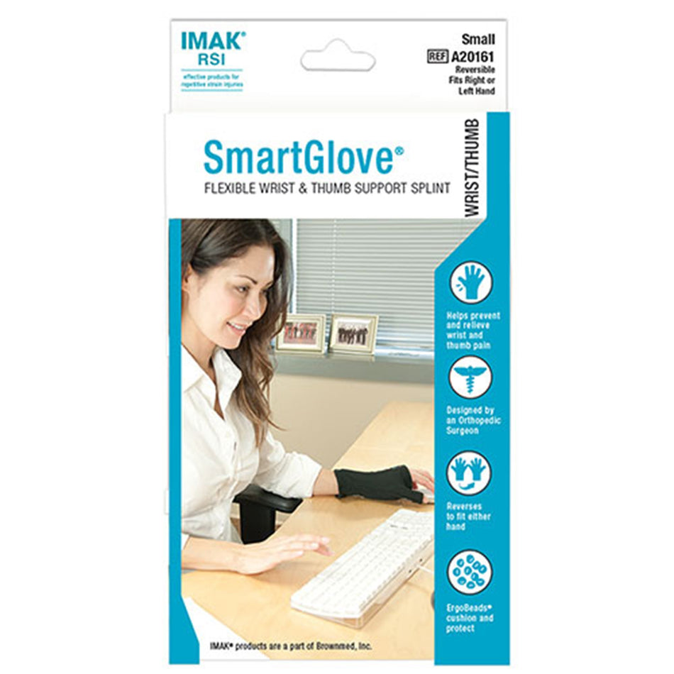 IMAK RSI SmartGlove with Thumb Support Glove, Small, Black-Wrist / Hand Support IMAK RSI SmartGlove with Thumb Support Cotton / Spandex Left or Right Hand Black Small