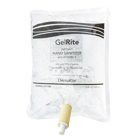 GelRite Instant Hand Sanitizer, 1000 mL Dispenser Refill-"Hand Sanitizer GelRite 1,000 mL Ethyl Alcohol Gel Dispenser Refill Bag"