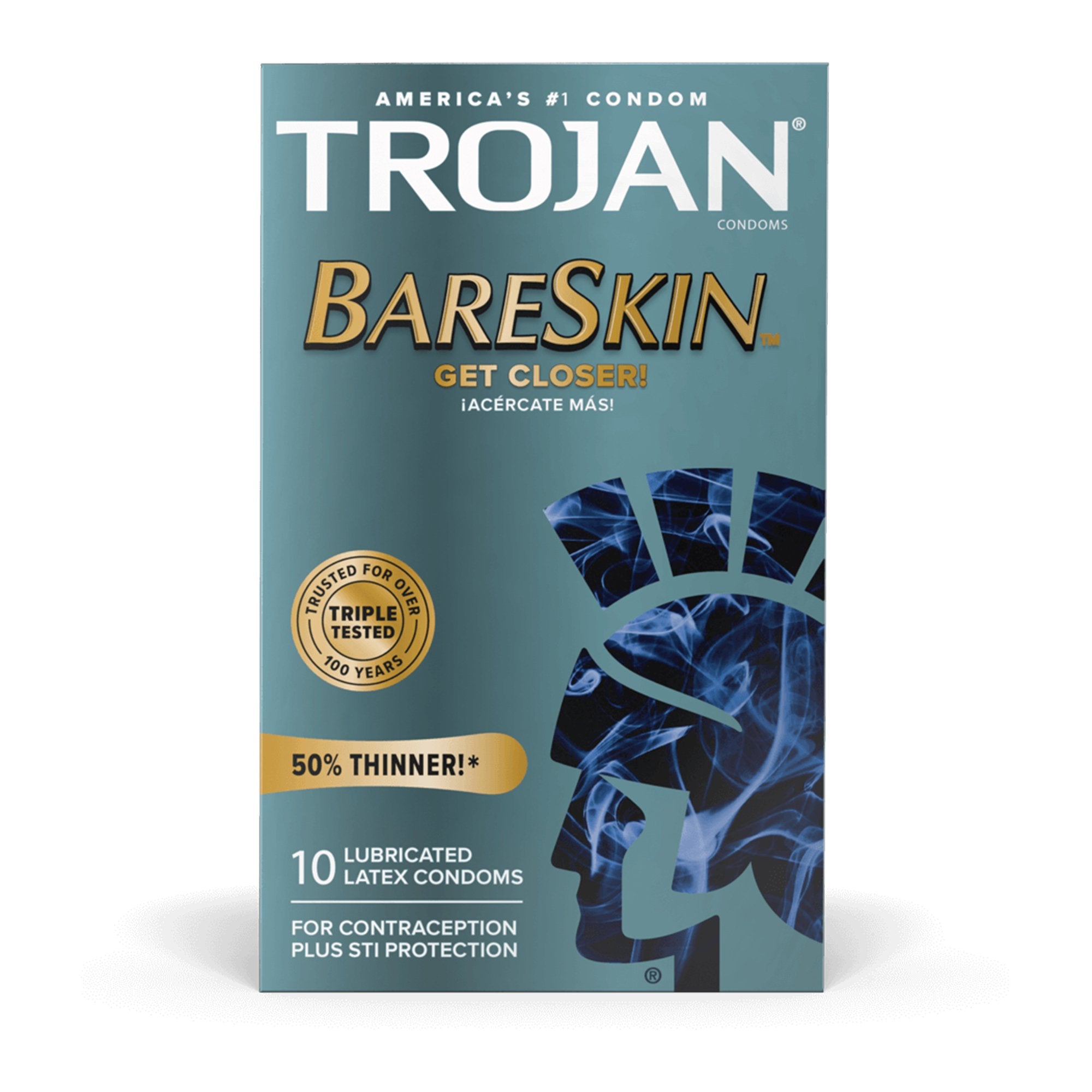 Trojan BareSkin Lubricated Latex Condom-Condom Trojan Bareskin Lubricated 10 per Box
