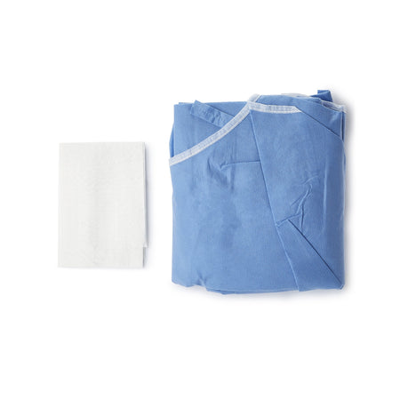 McKesson Non-Reinforced Surgical Gown with Towel-Non-Reinforced Surgical Gown with Towel McKesson Medium Blue Sterile AAMI Level 3 Disposable