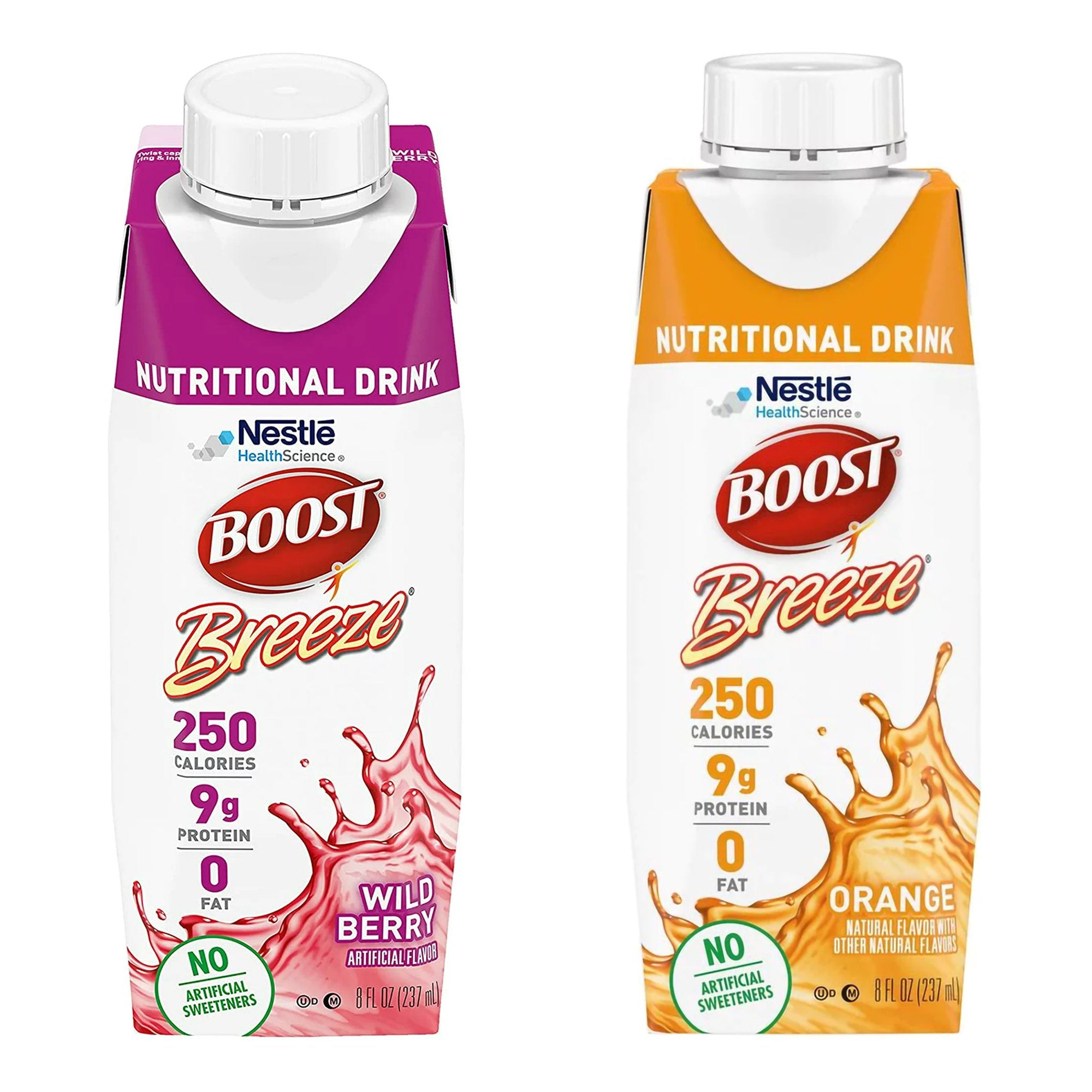 Boost Breeze Variety (Orange, Wild Berry) Nutritional Drink, 8-ounce carton-Oral Supplement Boost Breeze Orange / Wildberry Flavor Liquid 8 oz. Reclosable Carton