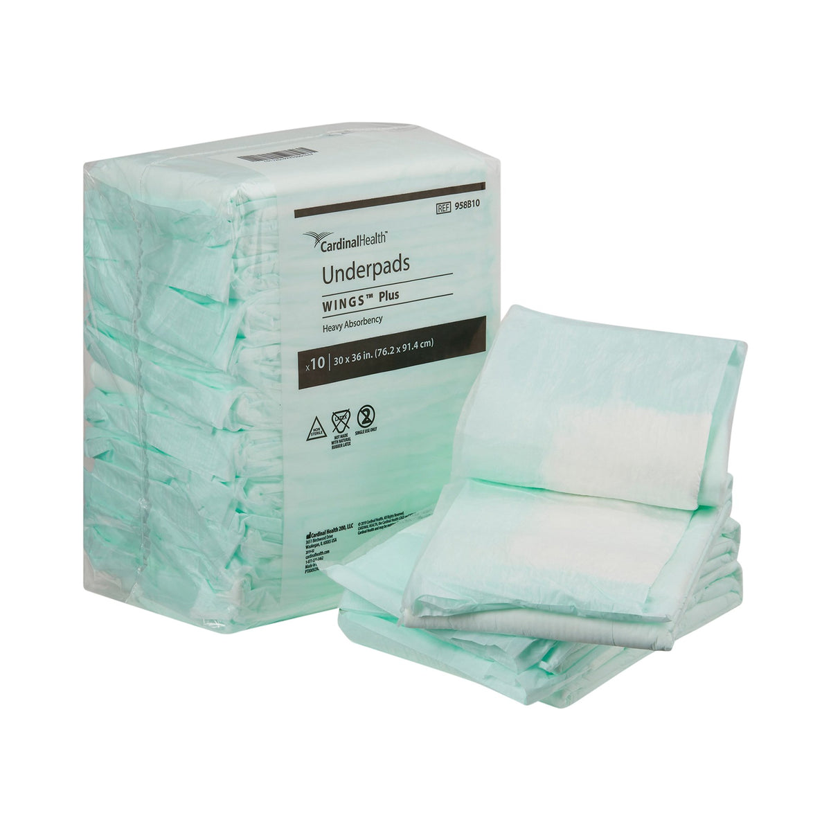 Wings Plus Heavy Absorbency Underpads, 30 X 36 Inch-Disposable Underpad Wings Plus 30 X 36 Inch Fluff / Polymer Heavy Absorbency