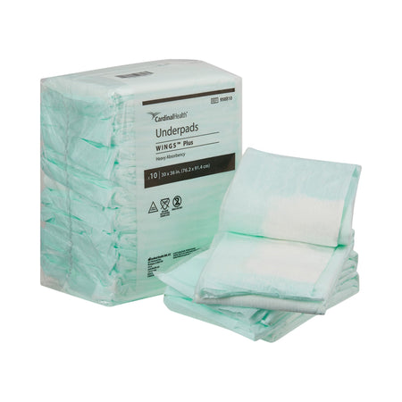 Wings Plus Heavy Absorbency Underpads, 30 X 36 Inch-Disposable Underpad Wings Plus 30 X 36 Inch Fluff / Polymer Heavy Absorbency