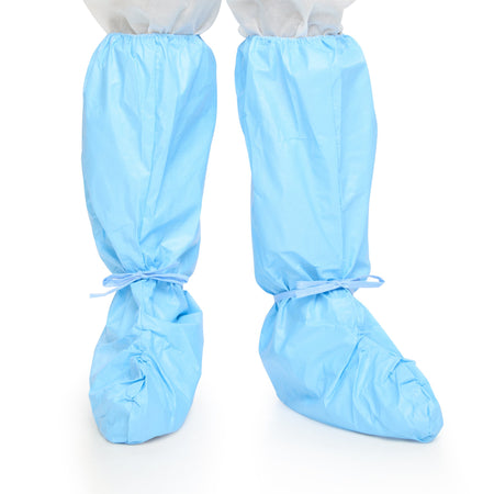 Hi Guard Shoe Cover, Blue, Extra Large-Boot Cover Hi Guard X-Large Knee High Nonskid Sole Blue NonSterile