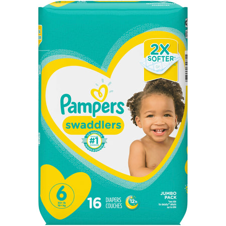 Pampers Swaddlers Baby Diapers, Size 6-Unisex Baby Diaper Pampers Swaddlers Size 6 Disposable Heavy Absorbency