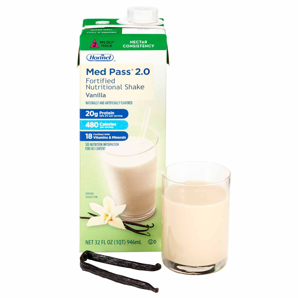 Med Pass® 2.0 Vanilla Fortified Nutritional Shake, 32-ounce Carton - Nutritionals and Feeding Supplies>Nutritionals>Oral S...