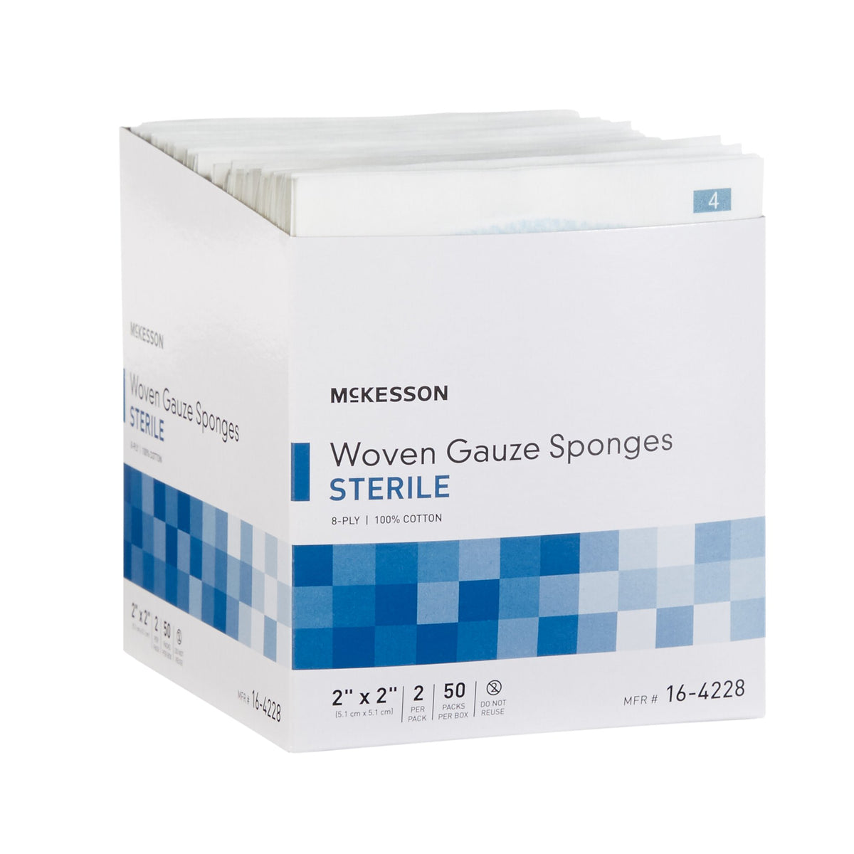 McKesson Sterile Gauze Sponge, 2 x 2 Inch, 8-Ply-Gauze Sponge McKesson 2 X 2 Inch 8-Ply Sterile 2 per Pack