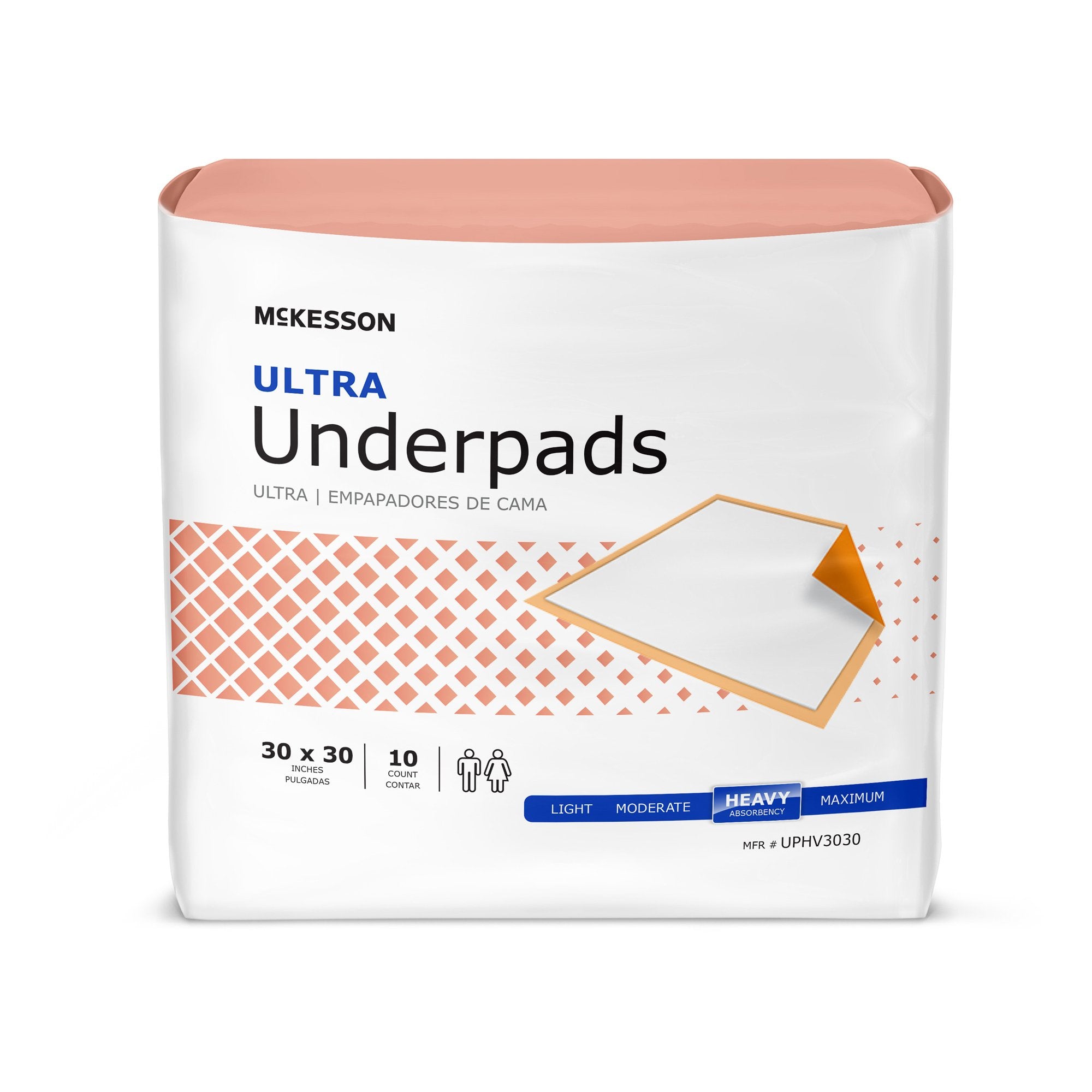 McKesson Ultra Heavy Absorbency Underpad, 30 x 30 Inch-Disposable Underpad McKesson Ultra 30 X 30 Inch Fluff / Polymer Heavy Absorbency