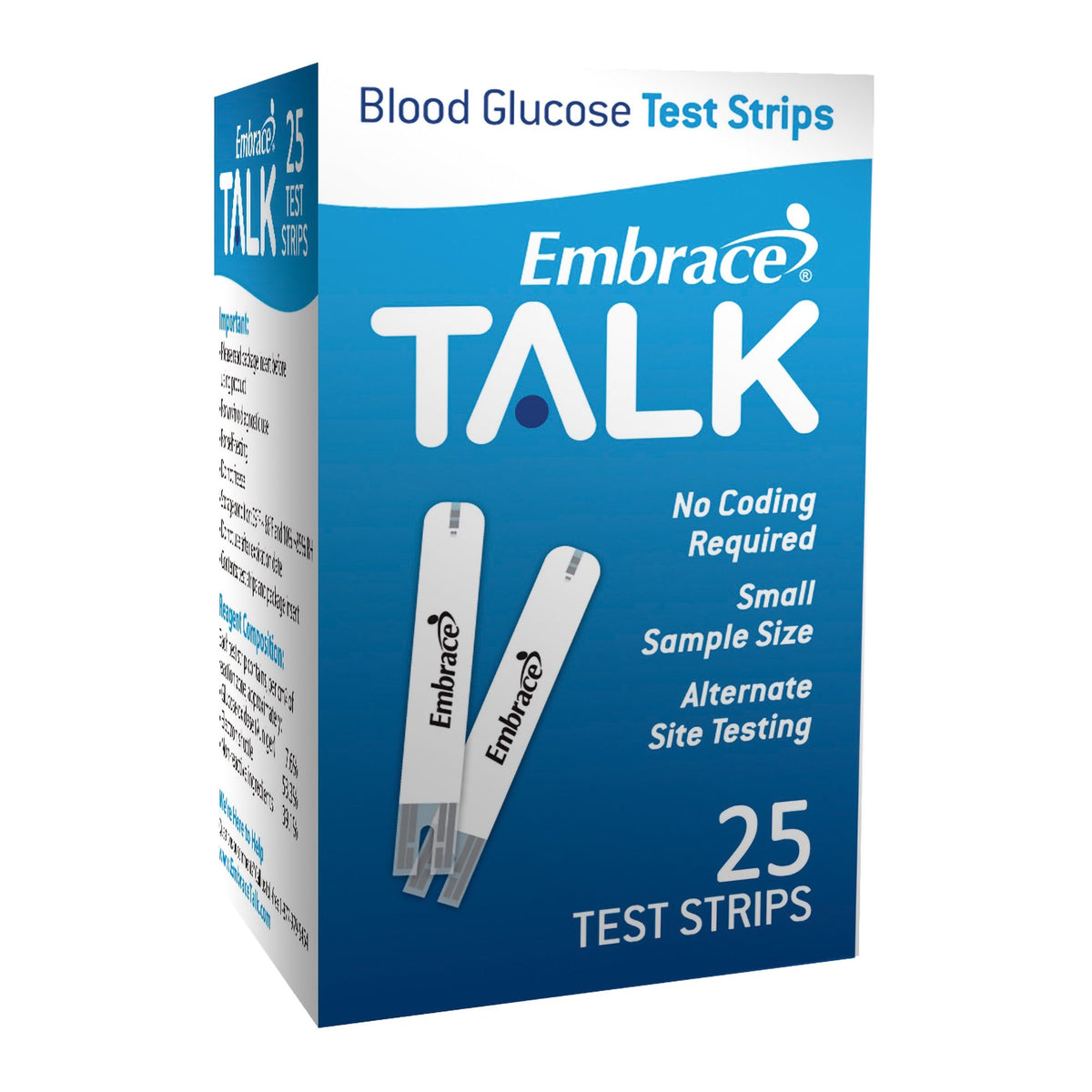 Omnis Health Embrace Talk Blood Glucose Test Strips-Blood Glucose Test Strips Embrace 25 Strips per Pack