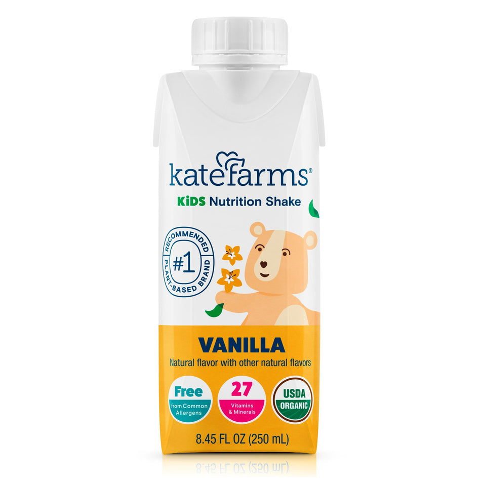 Kate Farms Kids Nutrition Shake, Vanilla, 8.45-ounce carton-Pediatric Oral Supplement Kate Farms Vanilla Flavor 8.45 oz. / 250 mL Carton Liquid