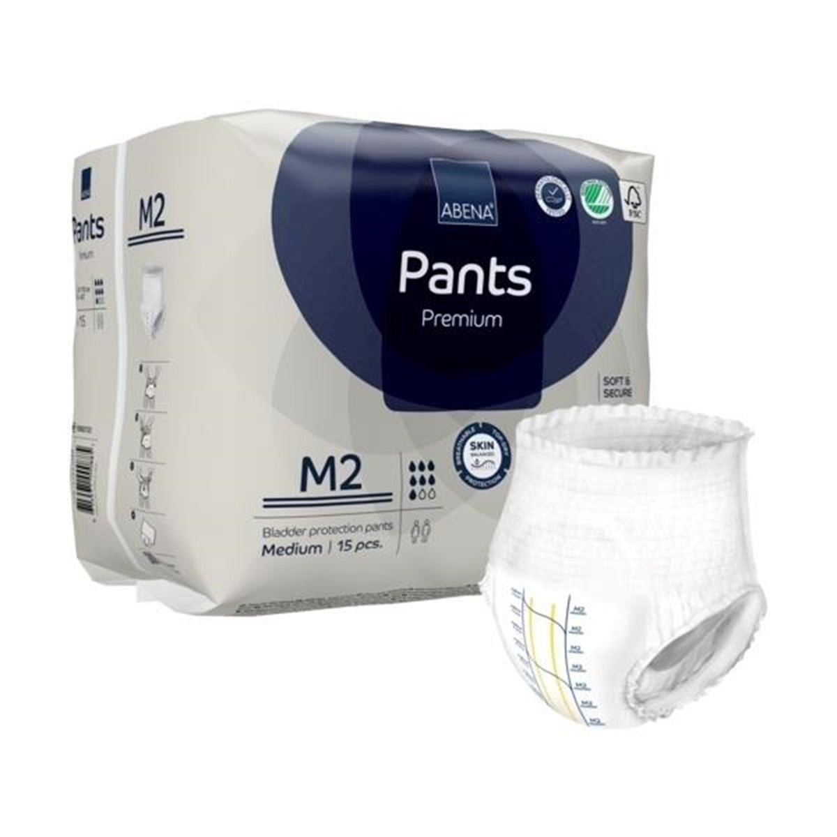 Abena Premium Pants M2 Incontinence Brief, Medium-Unisex Adult Absorbent Underwear Abena Premium Pants M2 Pull On with Tear Away Seams Medium Disposable Heavy Absorbency