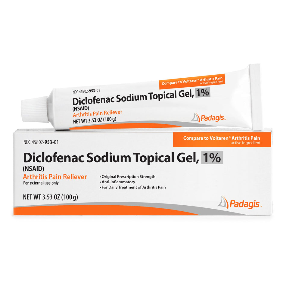 Padagis Diclofenac Sodium Nonsteroidal Anti-inflammatory Agent-Topical Pain Relief 1% Strength Diclofenac Sodium Topical Gel 100 Gram