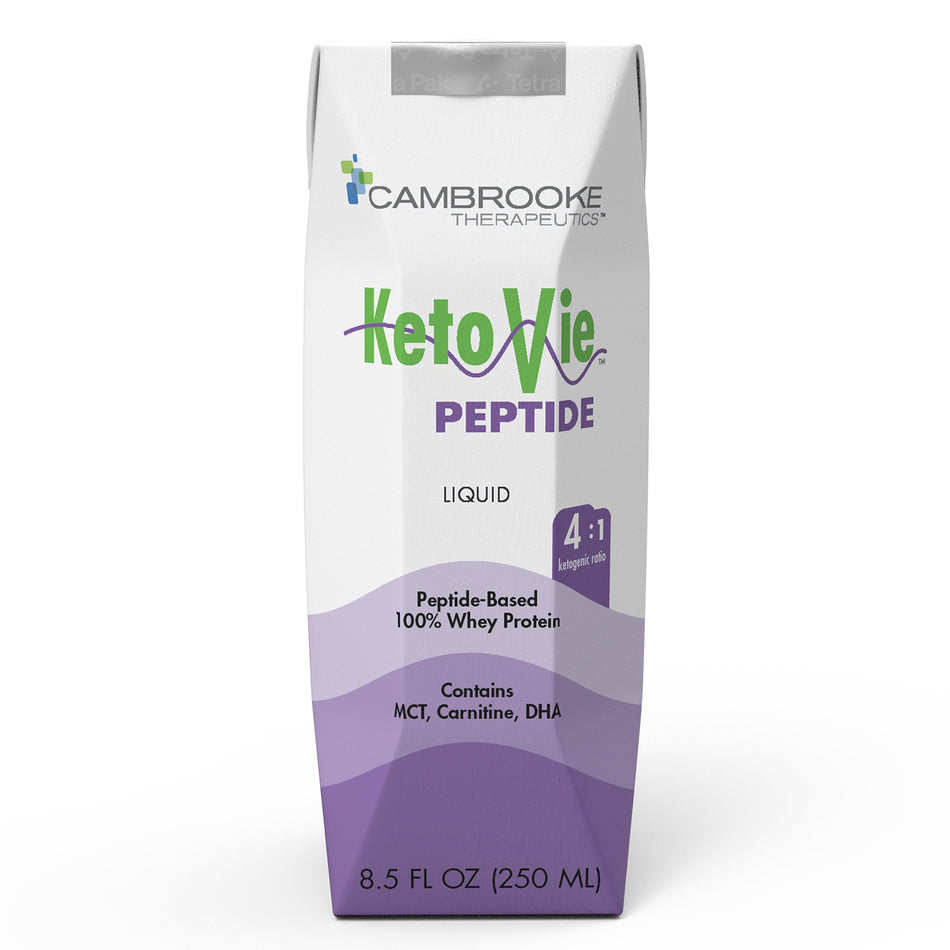 KetoVie Peptide 4:1 Ketogenic Medical Food, 8.5-ounce carton-Oral Supplement KetoVie Peptide 4:1 Unflavored Liquid 8.5 oz. Carton