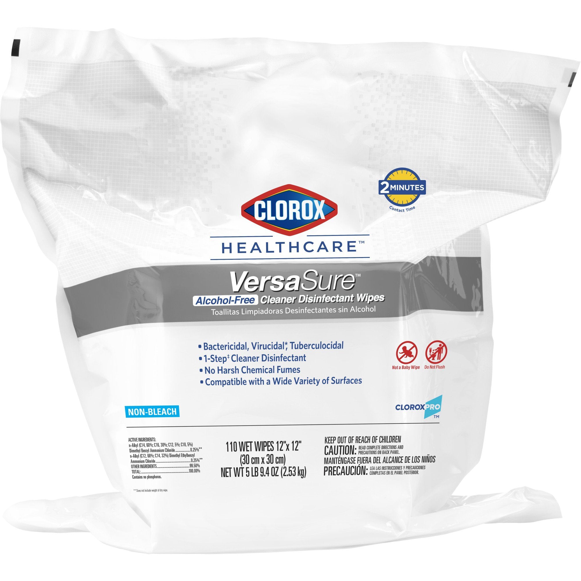 Clorox Healthcare VersaSure Cleaner Disinfectant Wipes, Refill Pouch-Clorox Healthcare VersaSure Surface Disinfectant Cleaner Refill Premoistened Quaternary Based Manual Pull Wipe 110 Count Pouch Scented NonSterile