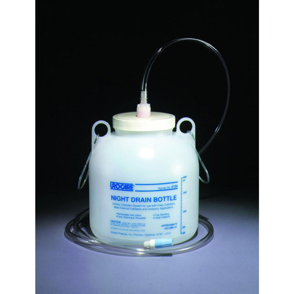 Urocare Urinary Drainage Bottle-Urinary Night Drainage System Urocare Anti-Reflux Valve NonSterile 2000 mL High-Density Polyethylene (HDPE)