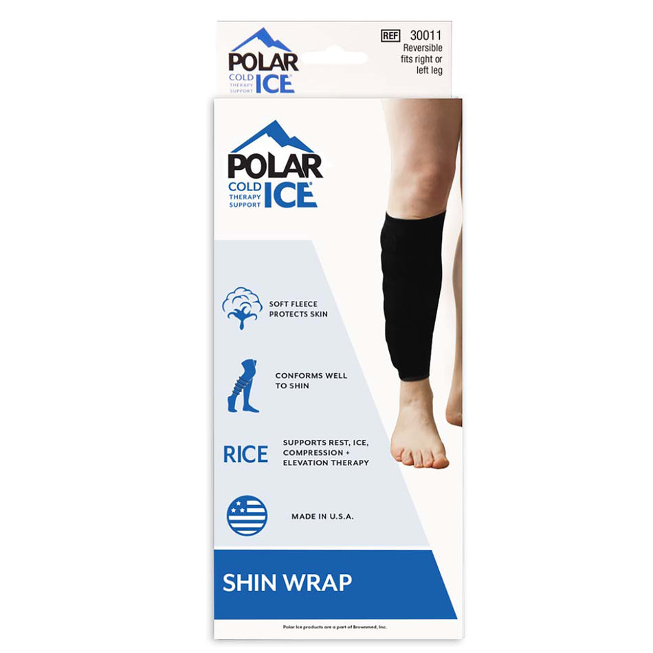 Polar Ice Shin Wrap, Small-Cold Pack with Wrap Polar Ice Shin Small 12 to 14 Inch Circumference Neoprene / Water Reusable