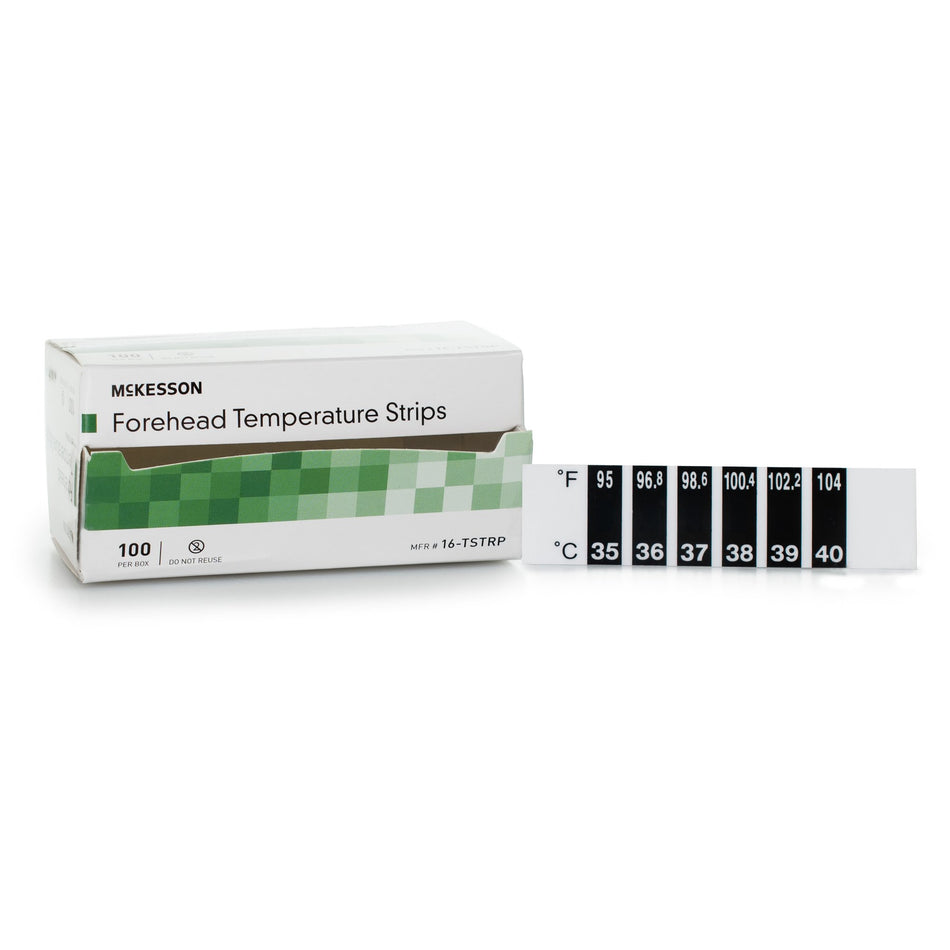 McKesson Forehead Temperature Strip-Single Patient Skin Thermometer McKesson 94 to 104 F Line Indicator Display