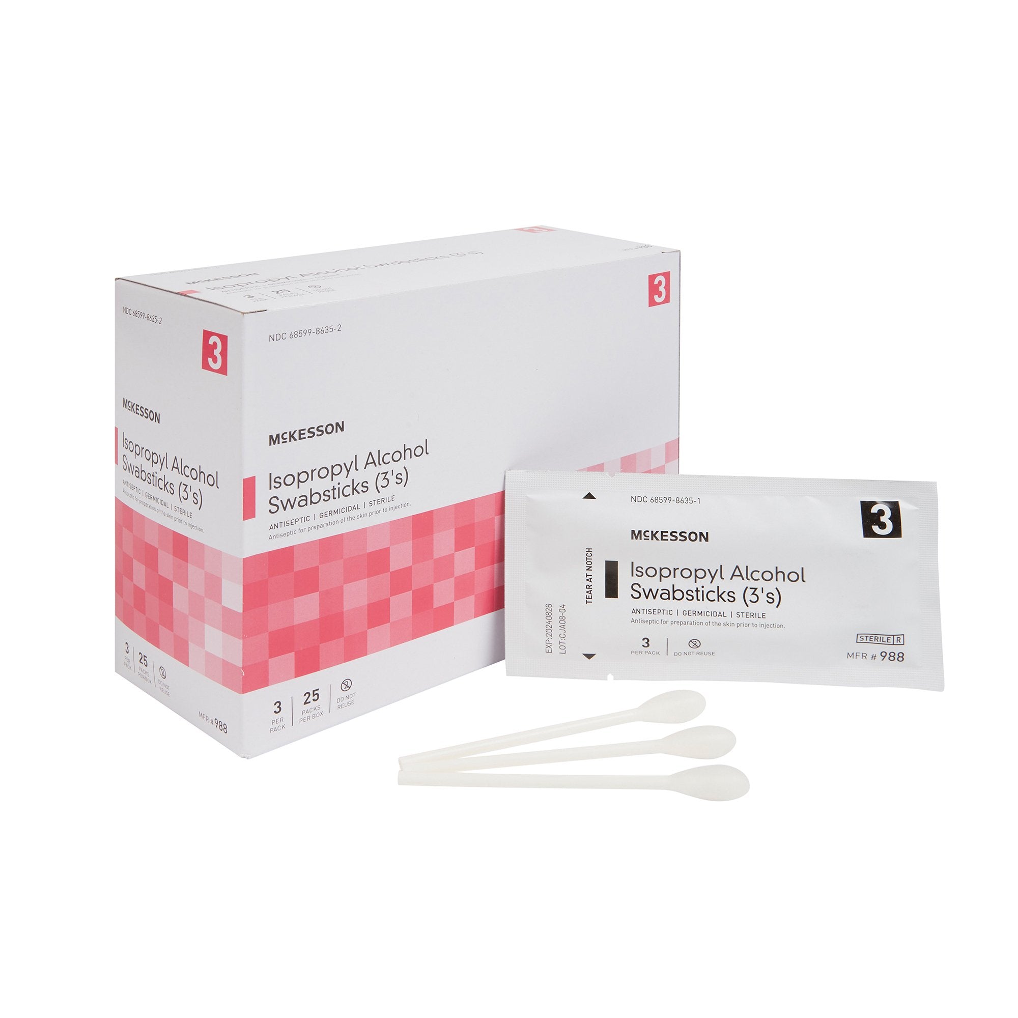 McKesson Impregnated Swabstick, 70% Isopropyl Alcohol-Impregnated Swabstick McKesson 70% Strength Isopropyl Alcohol Individual Packet Sterile