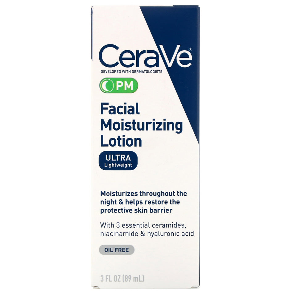 CeraVe® Facial Moisturizing Lotion PM, Ultra Lightweight, 3-ounce Pump Bottle - Personal Hygiene>Skin Care>Moisturizers -...