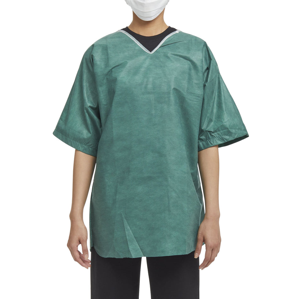 Graham Medical Short Sleeve Scrub Shirt, Green, Medium-Scrub Shirt Medium Green Without Pockets Short Sleeve Unisex