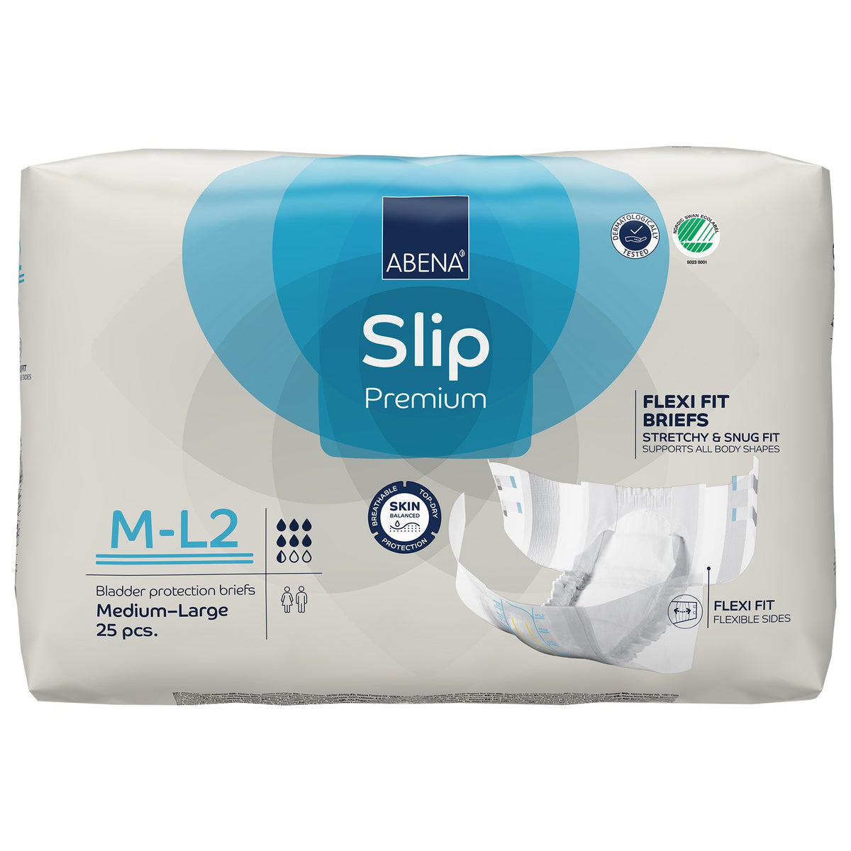 Abena Slip Premium Flexi Fit Incontinence Briefs, M-L2-Unisex Adult Incontinence Brief Abena Slip Flexi Fit Medium / Large Disposable Heavy Absorbency