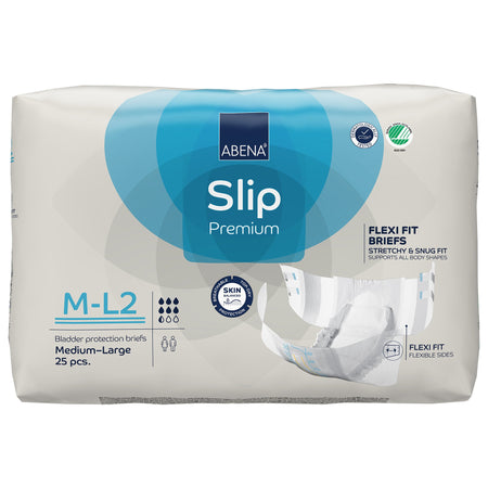 Abena Slip Premium Flexi Fit Incontinence Briefs, M-L2-Unisex Adult Incontinence Brief Abena Slip Flexi Fit Medium / Large Disposable Heavy Absorbency